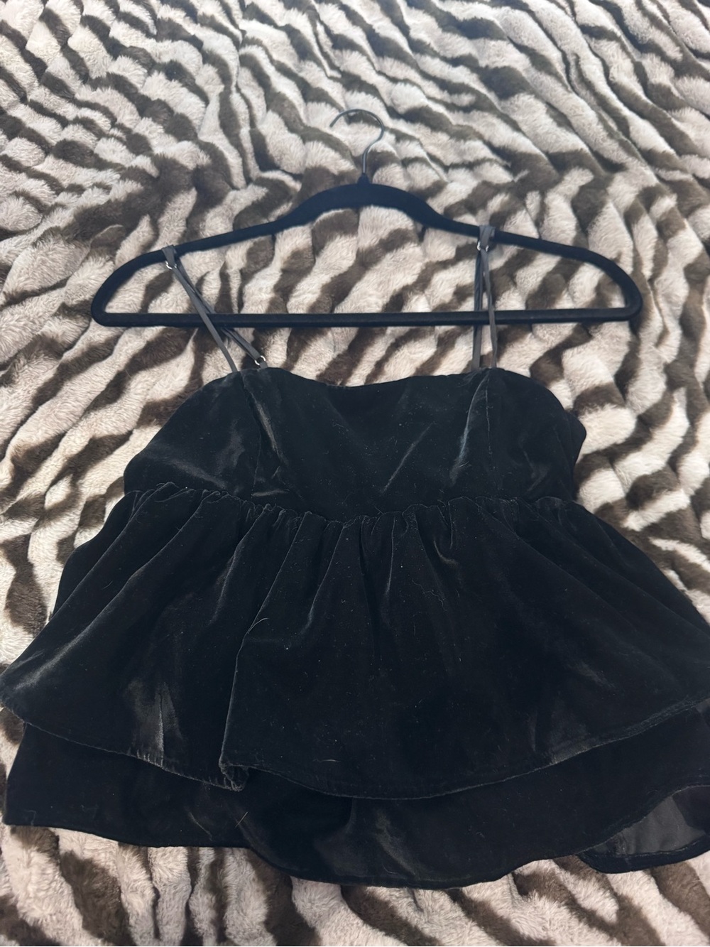 Urban outfitters' Black Velvet Tiered tank -